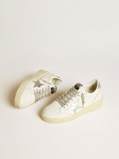 Golden Goose Women's Ball Star with silver leather star and silver glitter heel tab