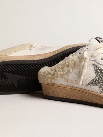 Golden Goose Ball Star Sabots with glitter star and shearling lining