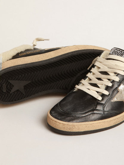 Golden Goose Ball Star Sabots in nappa with platinum star and shearling lining