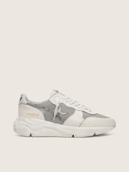 Golden Goose Women’s Running Sole in mesh and nubuck with silver metallic leather star