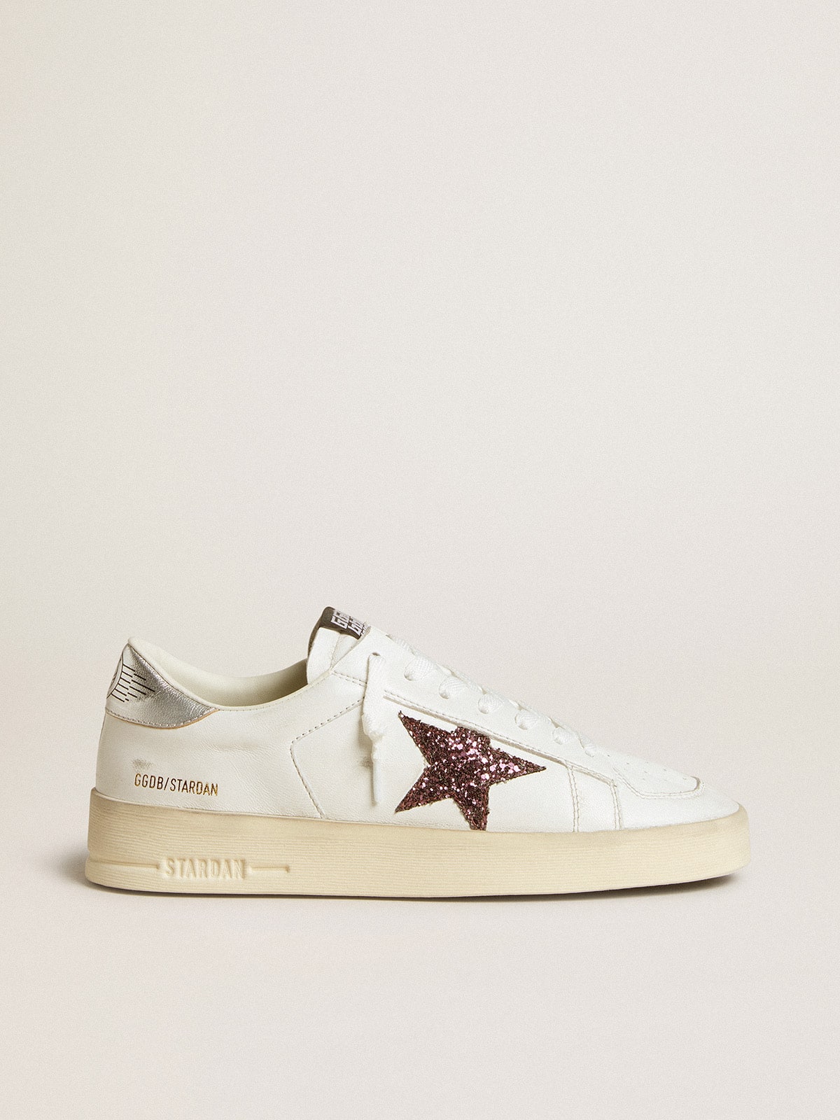 Golden Goose Women's Stardan in nappa with glitter star and metallic leather heel tab