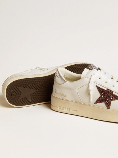 Golden Goose Women's Stardan in nappa with glitter star and metallic leather heel tab
