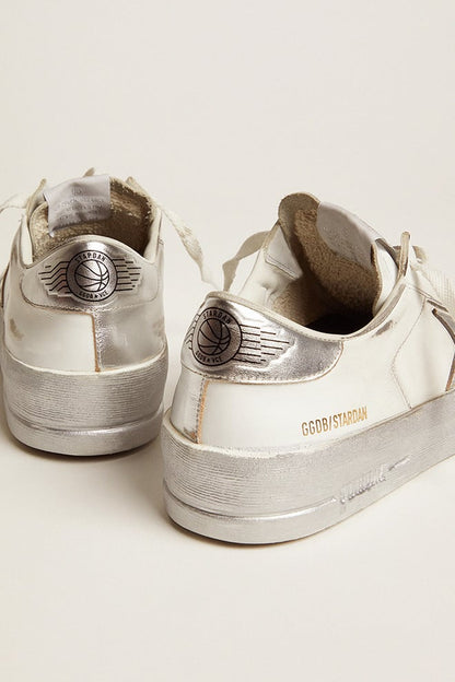 Golden Goose Stardan sneakers with silver metallic leather star and heel tab