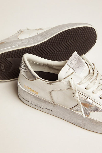 Golden Goose Stardan sneakers with silver metallic leather star and heel tab