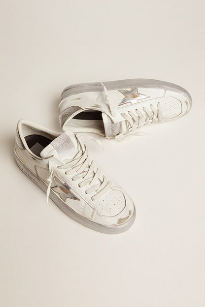 Golden Goose Stardan sneakers with silver metallic leather star and heel tab