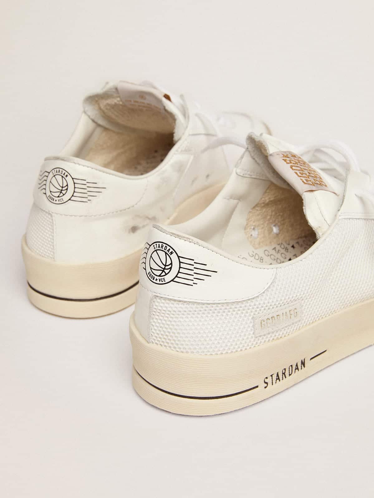 Golden Goose Stardan with white leather and mesh inserts and black suede star