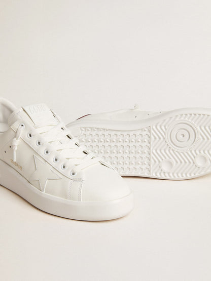 Golden Goose Purestar with white leather star and plum leather heel tab