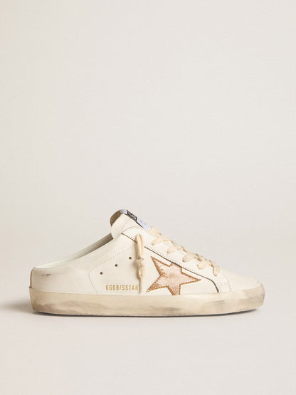 Golden Goose Super-Star Sabots in leather with plasticized gold glitter star