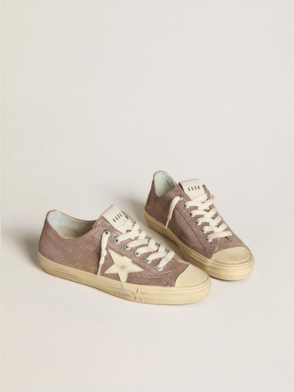 Golden Goose Women's V-Star in light brown metallic suede with cream leather star