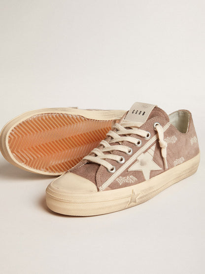 Golden Goose Women's V-Star in dove-gray suede with light gray leather star