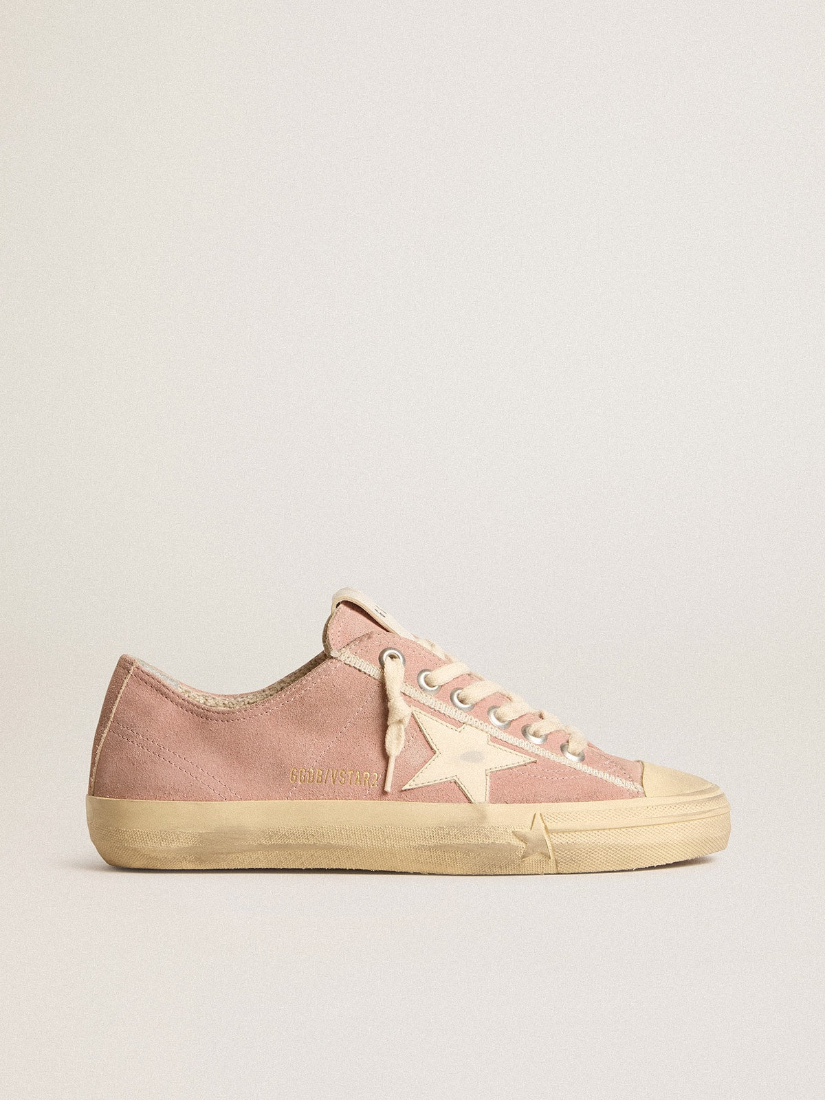 Golden Goose Women's V-Star in pink suede with cream leather star