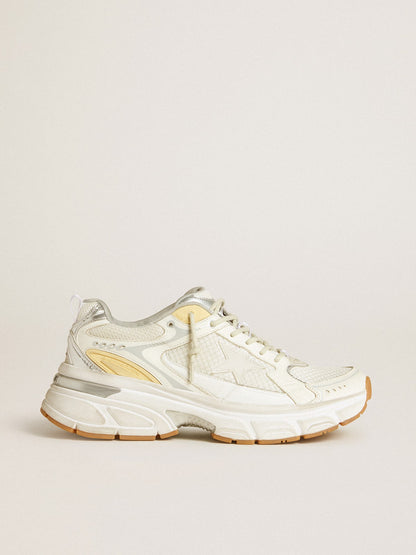 Golden Goose Women’s Lightstar in white leather and mesh with worn-white star