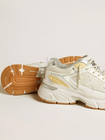 Golden Goose Women’s Lightstar in white leather and mesh with worn-white star