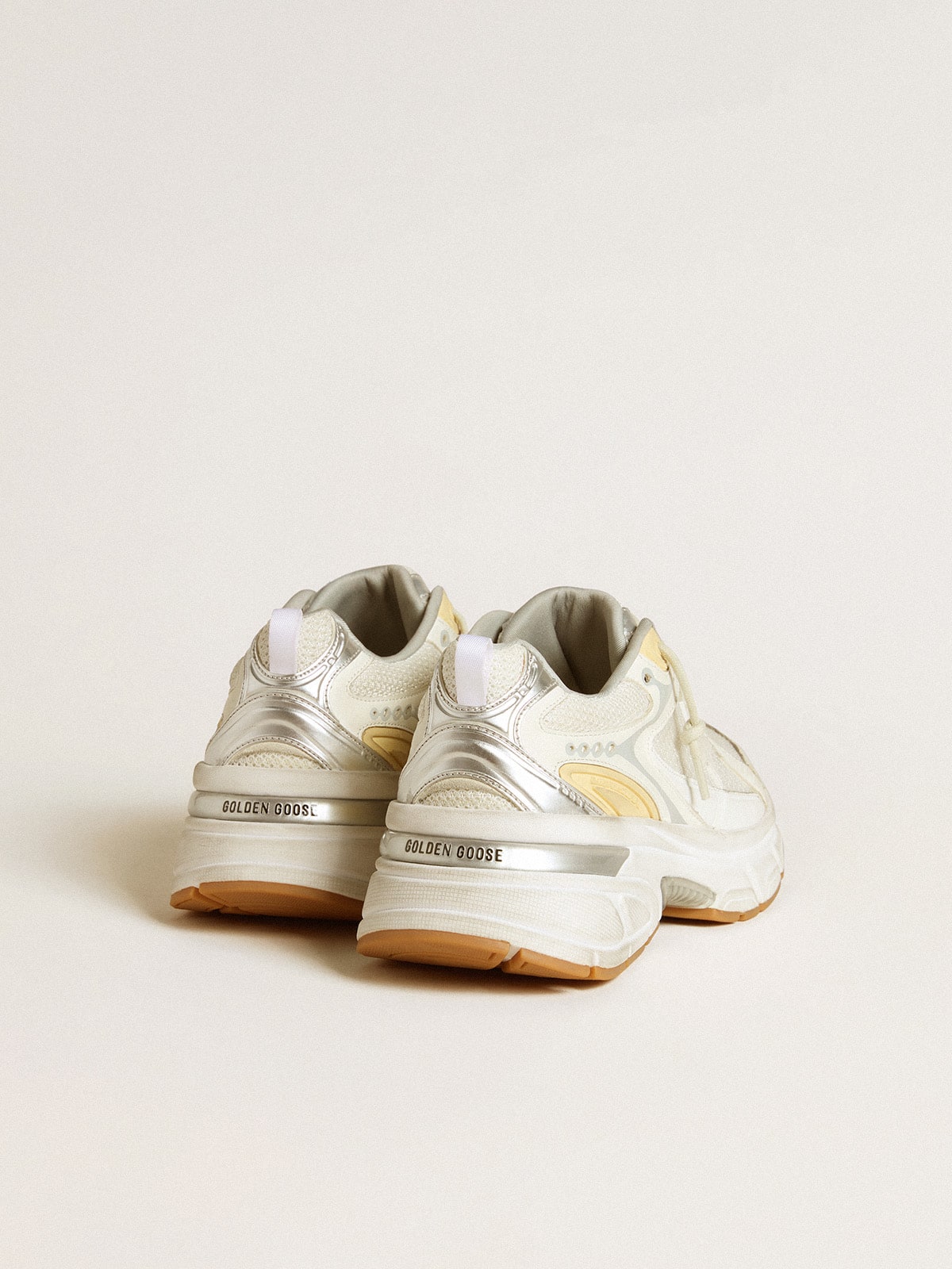 Golden Goose Women’s Lightstar in white leather and mesh with worn-white star