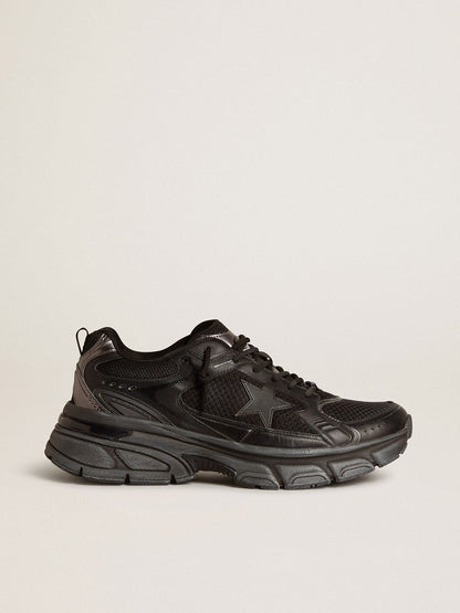 Golden Goose Women’s Lightstar with black leather and mesh upper and black star