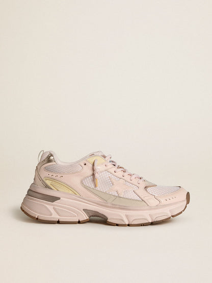 Golden Goose Women’s Lightstar with pink leather and mesh upper and pink star