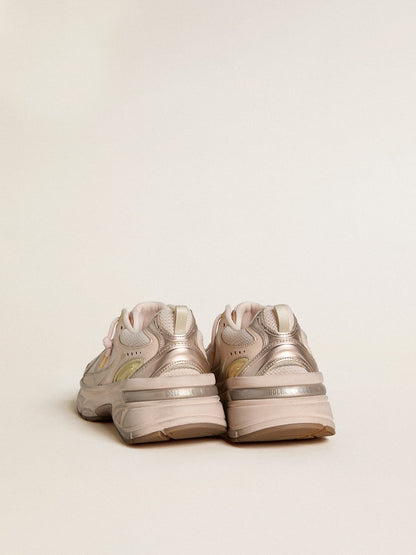 Golden Goose Women’s Lightstar with pink leather and mesh upper and pink star