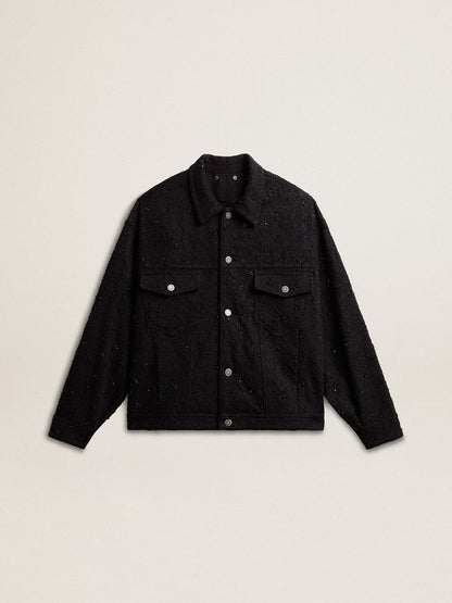 Golden Goose Women’s black denim jacket with embroidery