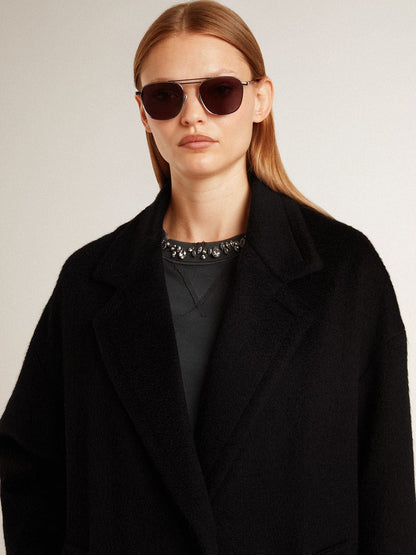 Golden Goose Women's single-breasted black cocoon coat