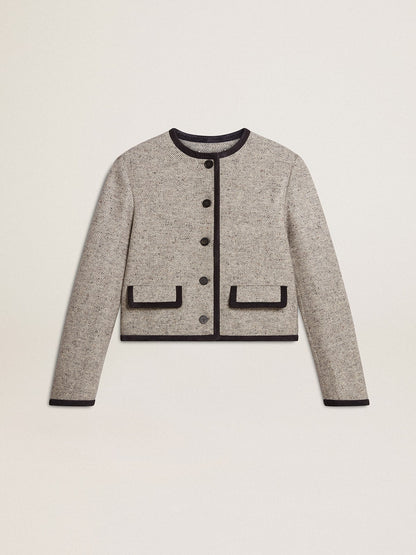 Golden Goose Women's grey wool and silk jacket with black suede trim