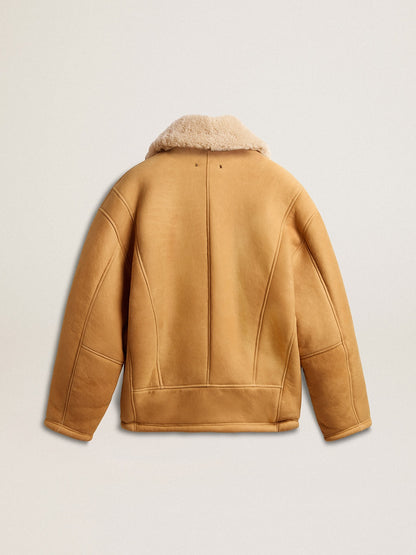 Golden Goose Women's sheepskin jacket with a wide shearling shawl collar