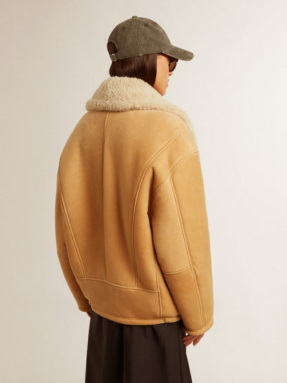 Golden Goose Women's sheepskin jacket with a wide shearling shawl collar