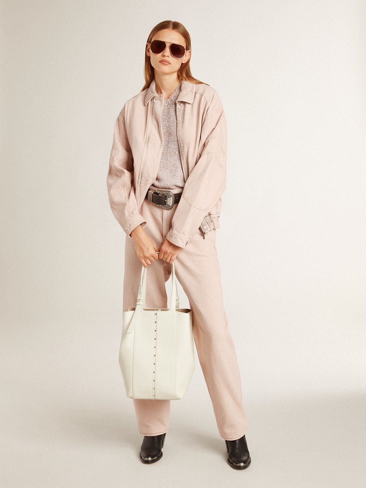 Golden Goose Women's pink dyed denim bomber jacket