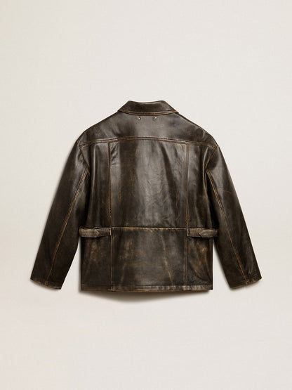 Golden Goose Women's aged brown nappa leather jacket