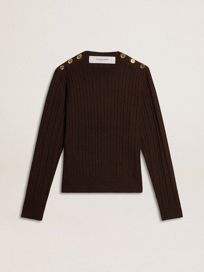 Golden Goose Women's crew-neck sweater in wool blend with gold buttons