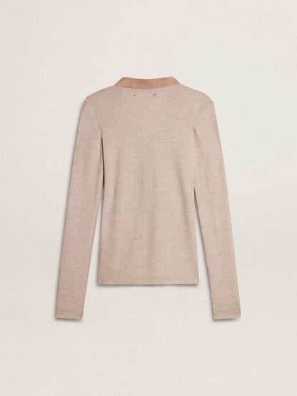 Golden Goose Beige wool sweater with leather details