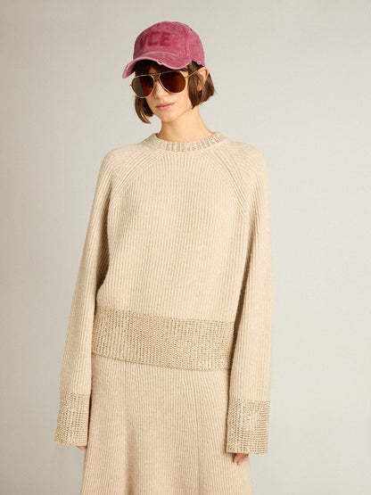 Golden Goose Women's boxy sweater in wool with hotfix crystal decoration