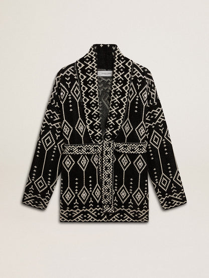 Golden Goose Women’s black cardigan with belt and crystals