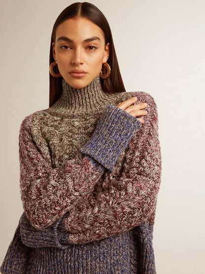 Golden Goose Women's multicolored high neck sweater with mouliné yarn