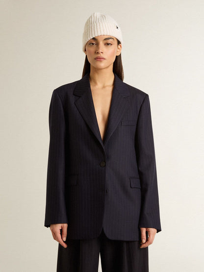Golden Goose Women's midnight blue wool single-breasted blazer