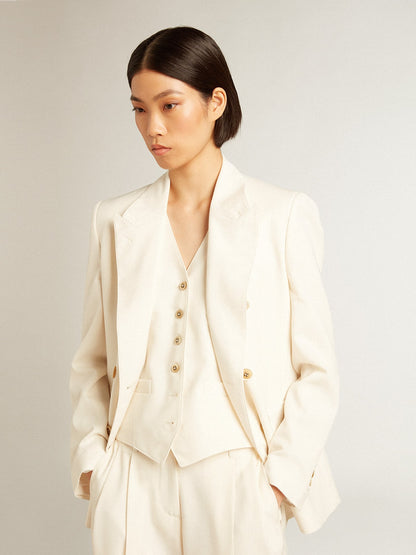 Golden Goose Women’s aged white double-breasted blazer