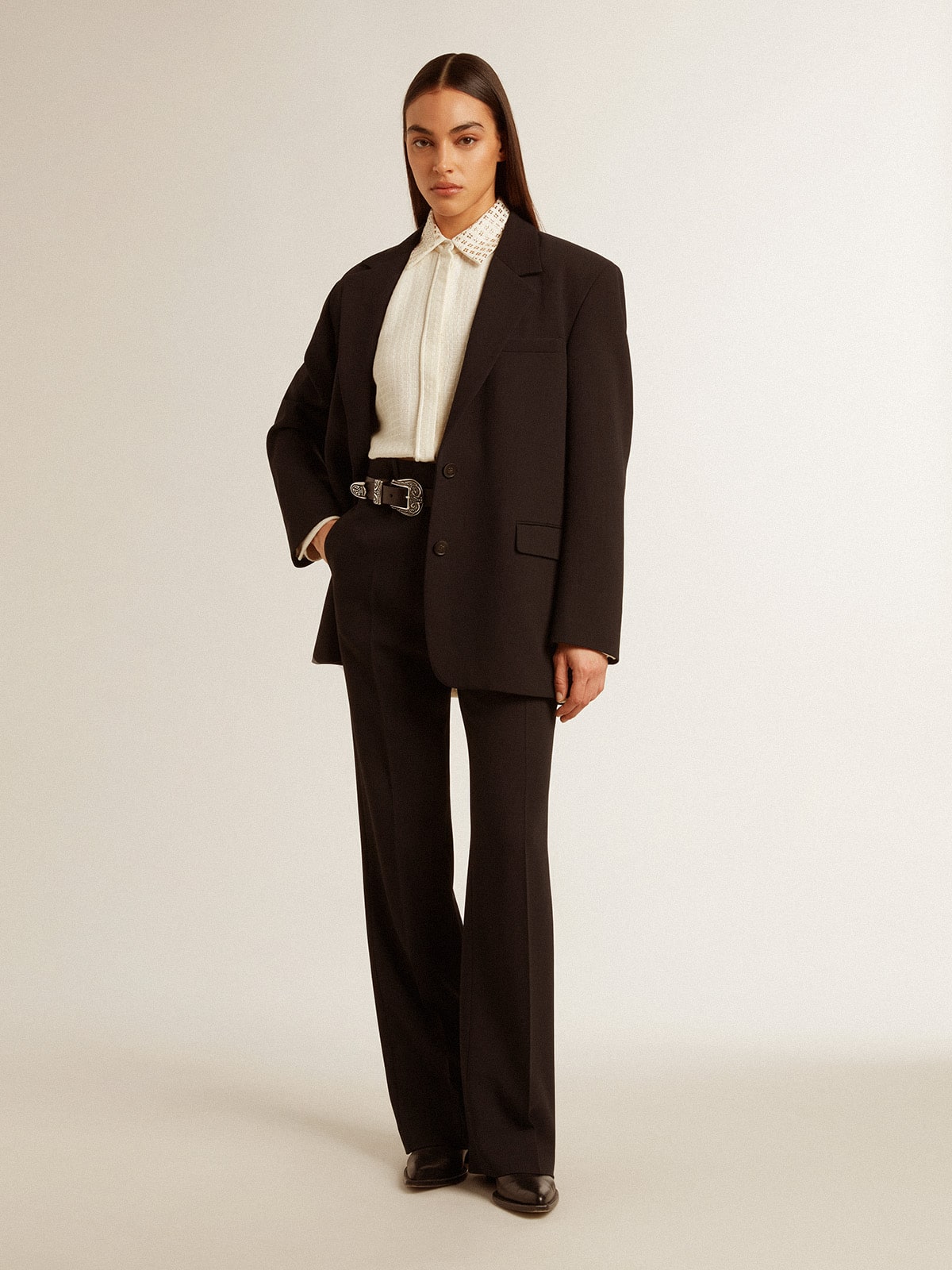 Golden Goose Women’s dark blue wool-blend blazer jacket