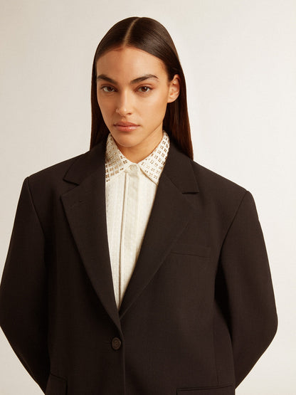 Golden Goose Women’s dark blue wool-blend blazer jacket