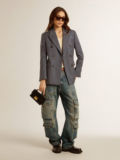 Golden Goose Women's double-breasted blazer in baby blue
