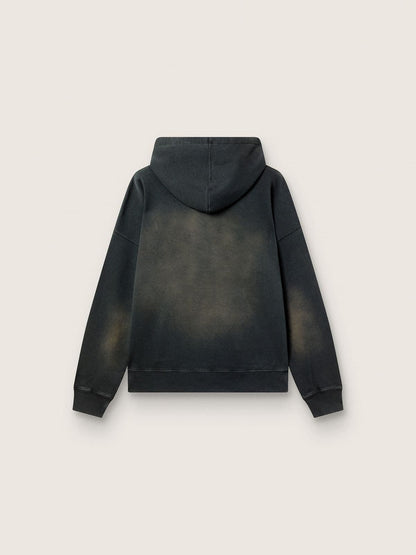 Golden Goose Unisex hooded sweatshirt in black cotton with a bleached effect