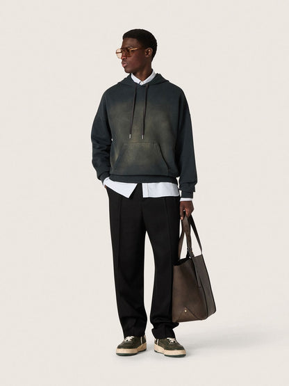 Golden Goose Unisex hooded sweatshirt in black cotton with a bleached effect