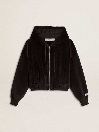 Golden Goose Women's black cotton-blend hoodie with zip