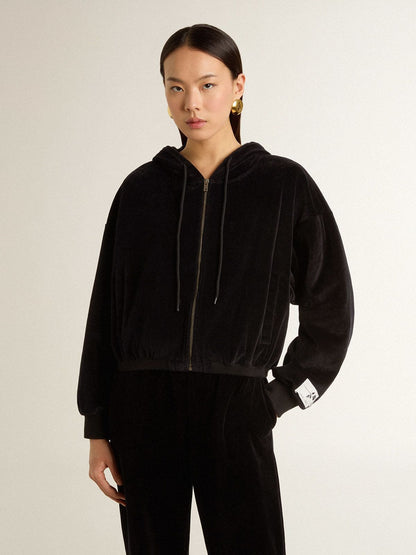 Golden Goose Women's black cotton-blend hoodie with zip