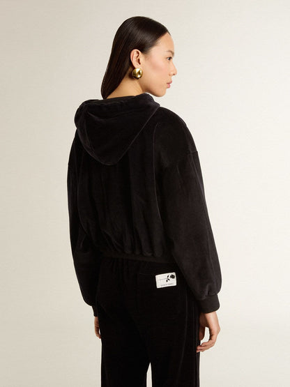 Golden Goose Women's black cotton-blend hoodie with zip