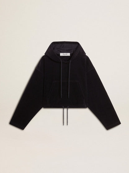 Golden Goose Women’s black chenille sweatshirt with embroidery on the back