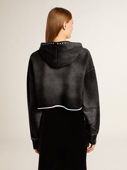 Golden Goose Gray cropped sweatshirt with a lived-in effect