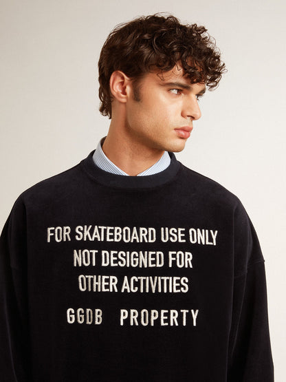 Golden Goose Black crew neck sweatshirt with embroidered lettering