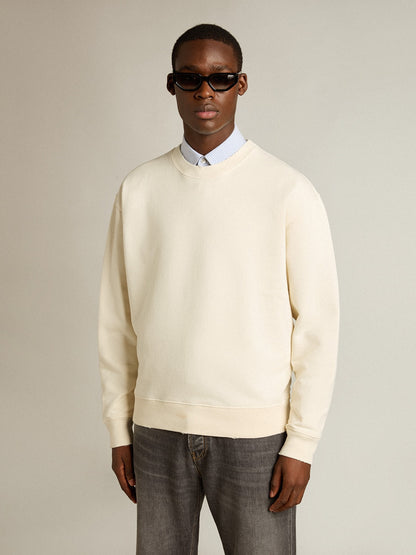 Golden Goose Sweatshirt in aged white with reverse logo on the back - Jersey Capsule