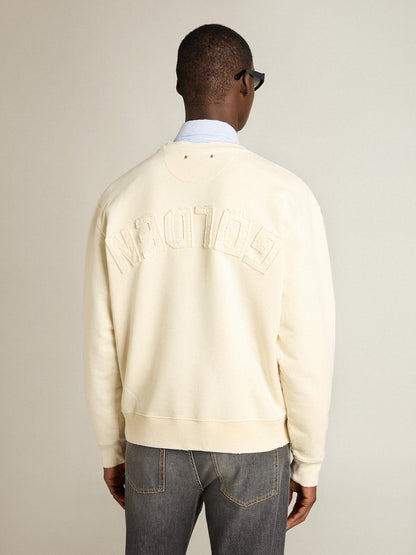 Golden Goose Sweatshirt in aged white with reverse logo on the back - Jersey Capsule