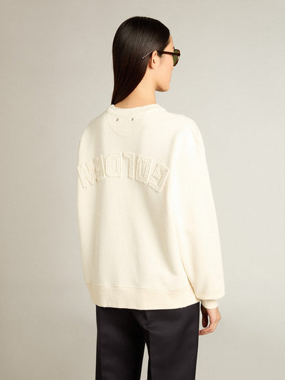 Golden Goose Sweatshirt in aged white with reverse logo on the back - Jersey Capsule