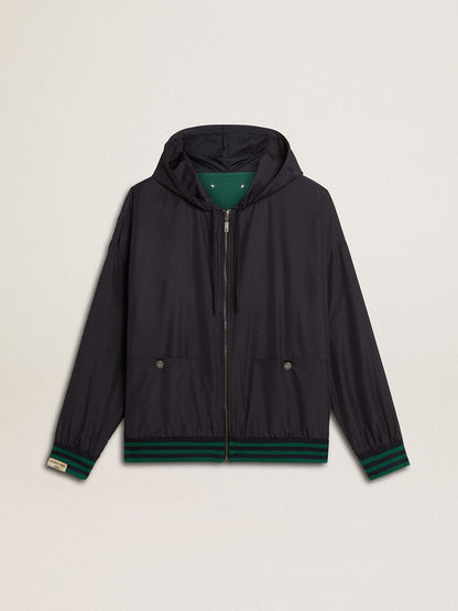 Golden Goose Men's green and blue reversible hooded sweatshirt